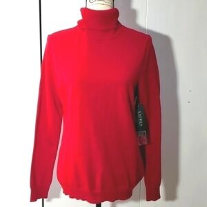 Lauren Ralph lauren Red Cozy Preppy Classic Turtleneck Sweater Soft New Sz.L